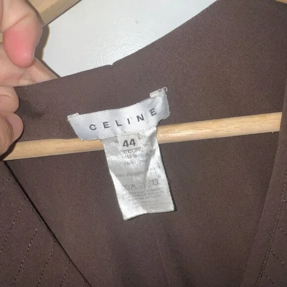 Celine Womens Brown Sleeveless V-Neck Mini Dress Size 44 - Picture 5 of 11